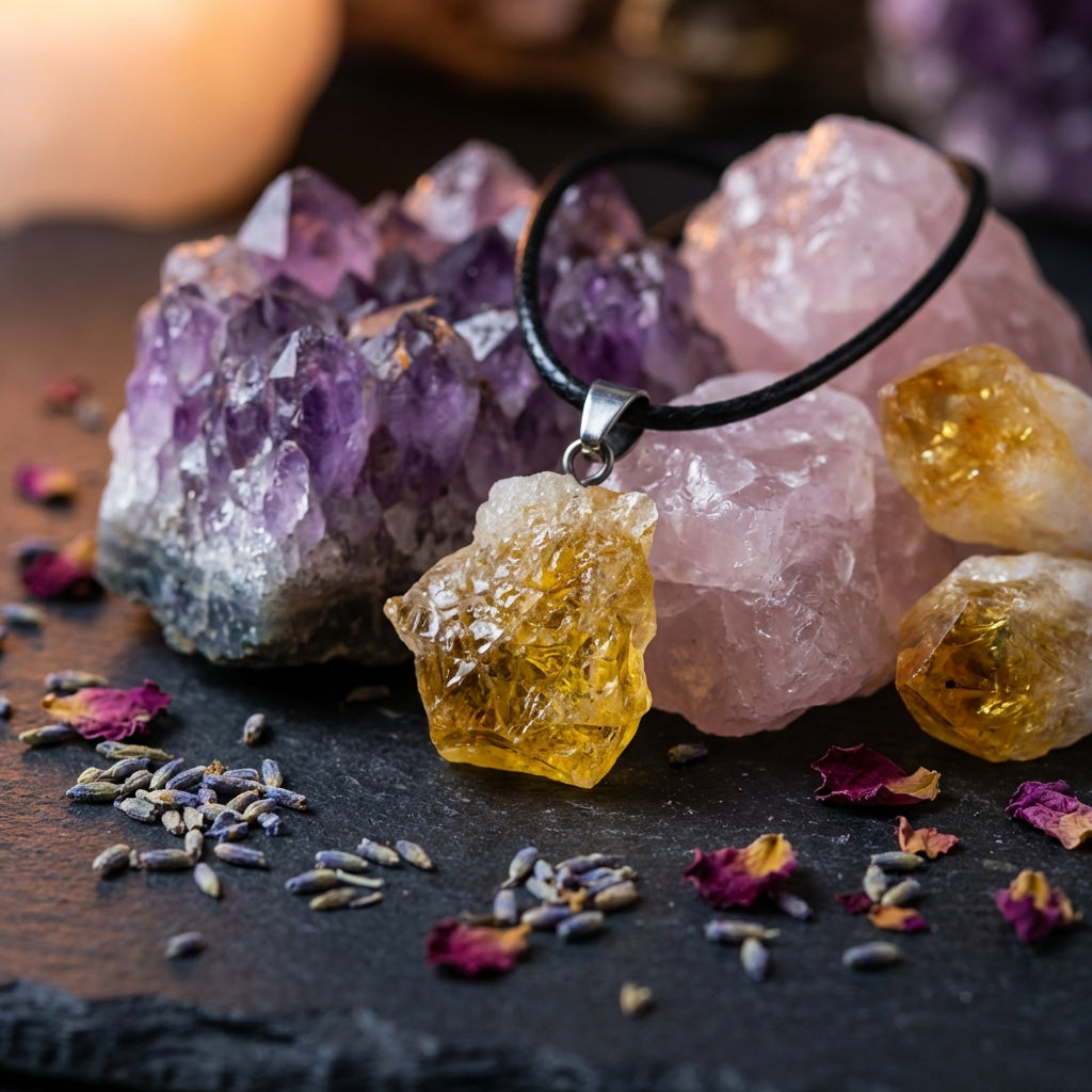 Handcrafted Crystal Tower Necklace - Amethyst, Rose Quartz, Citrine & More