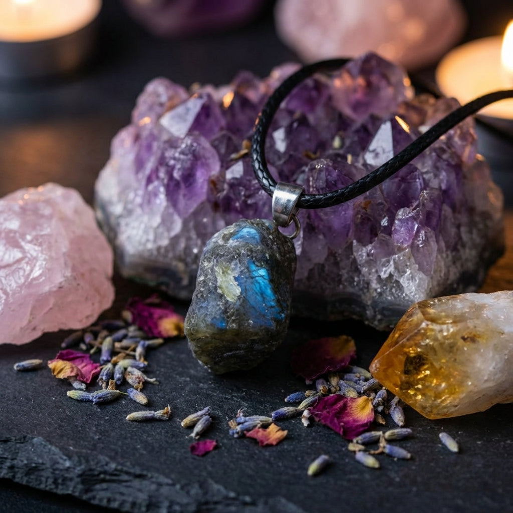 Handcrafted Crystal Tower Necklace - Amethyst, Rose Quartz, Citrine & More