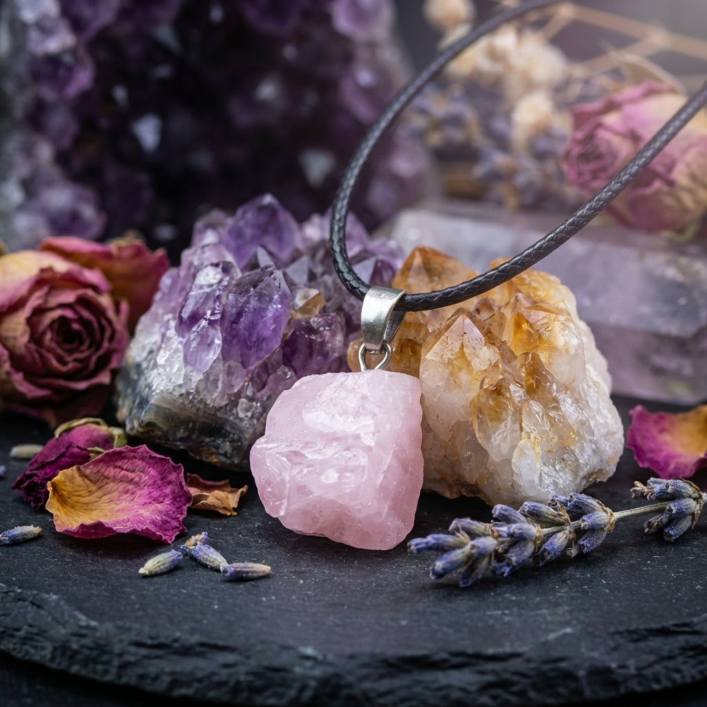 Handcrafted Crystal Tower Necklace - Amethyst, Rose Quartz, Citrine & More