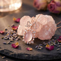Sacrametal Rose Quartz Healing Crystal Pendant: Pink Geometry, Rose Gold Embrace