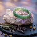 Green Aventurine Healing Crystal Bracelet: Bamboo Cut, Grounding Intention