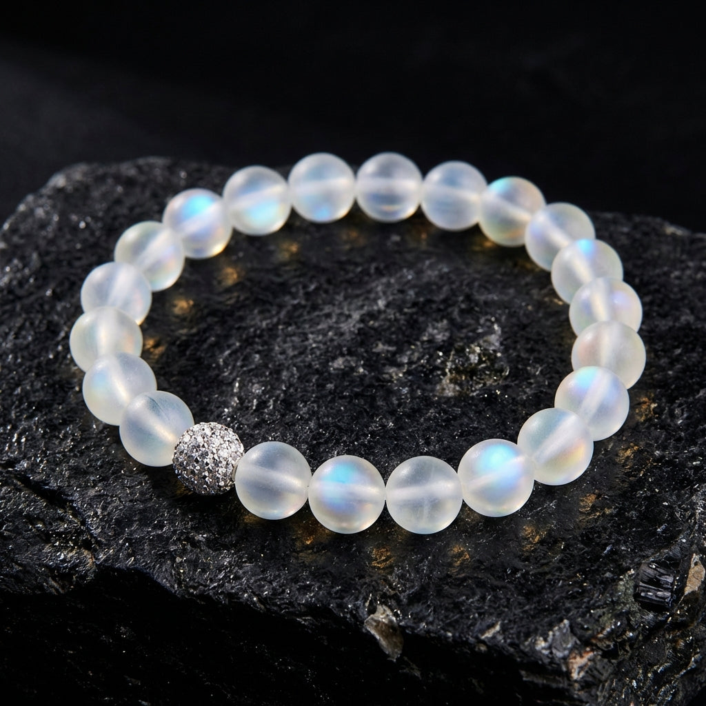 Sacrametal Opalite Beaded Bracelet: Iridescent Spiritual Jewelry, Crystal Healing