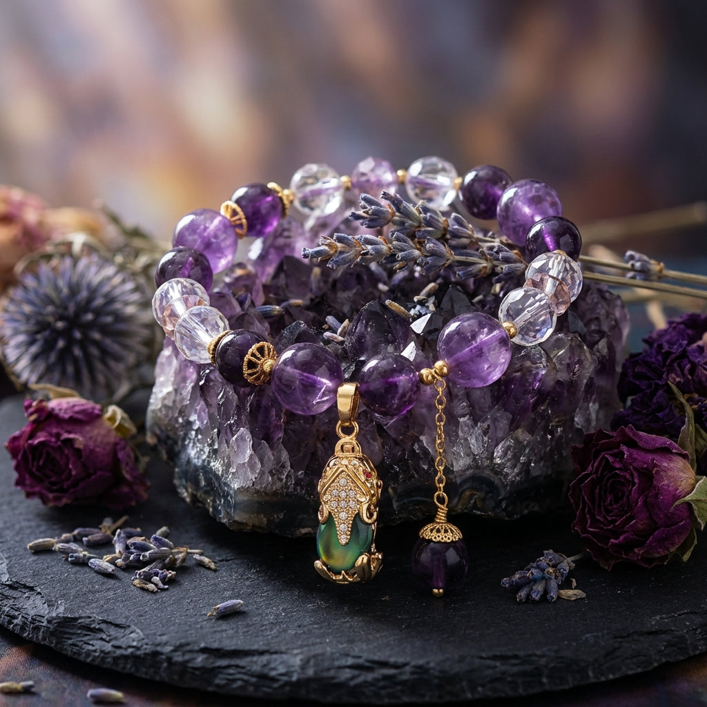 Sacrametal Amethyst Healing Crystal Bracelet: Calming Energy & Intuition