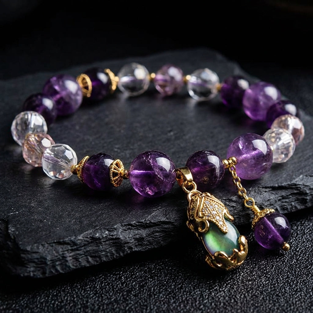 Sacrametal Amethyst Healing Crystal Bracelet: Calming Energy & Intuition