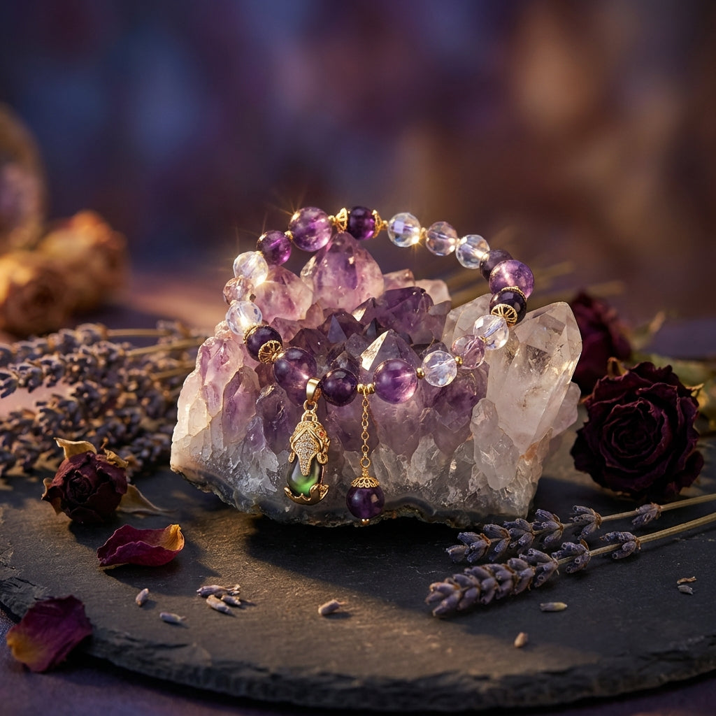 Sacrametal Amethyst Healing Crystal Bracelet: Calming Energy & Intuition