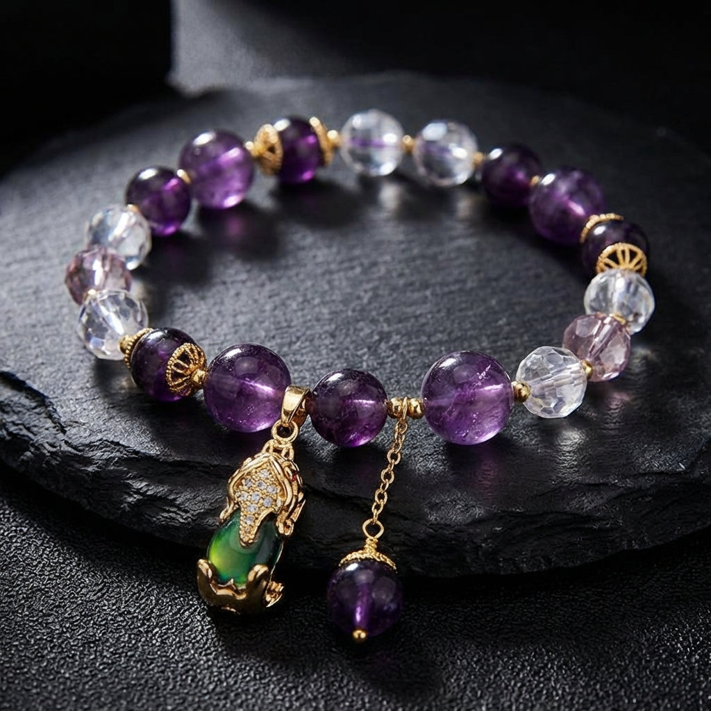 Sacrametal Amethyst Healing Crystal Bracelet: Calming Energy & Intuition
