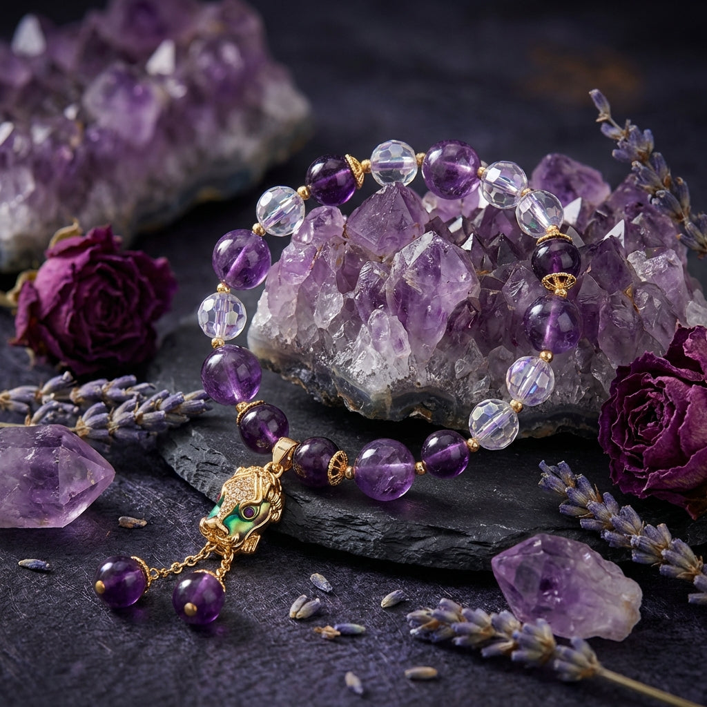 Sacrametal Amethyst Healing Crystal Bracelet: Calming Energy & Intuition