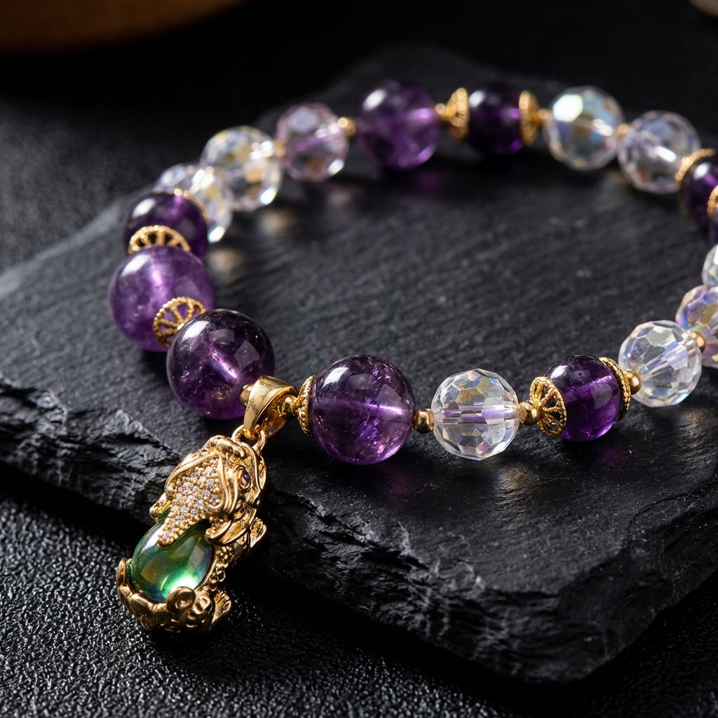 Sacrametal Amethyst Healing Crystal Bracelet: Calming Energy & Intuition