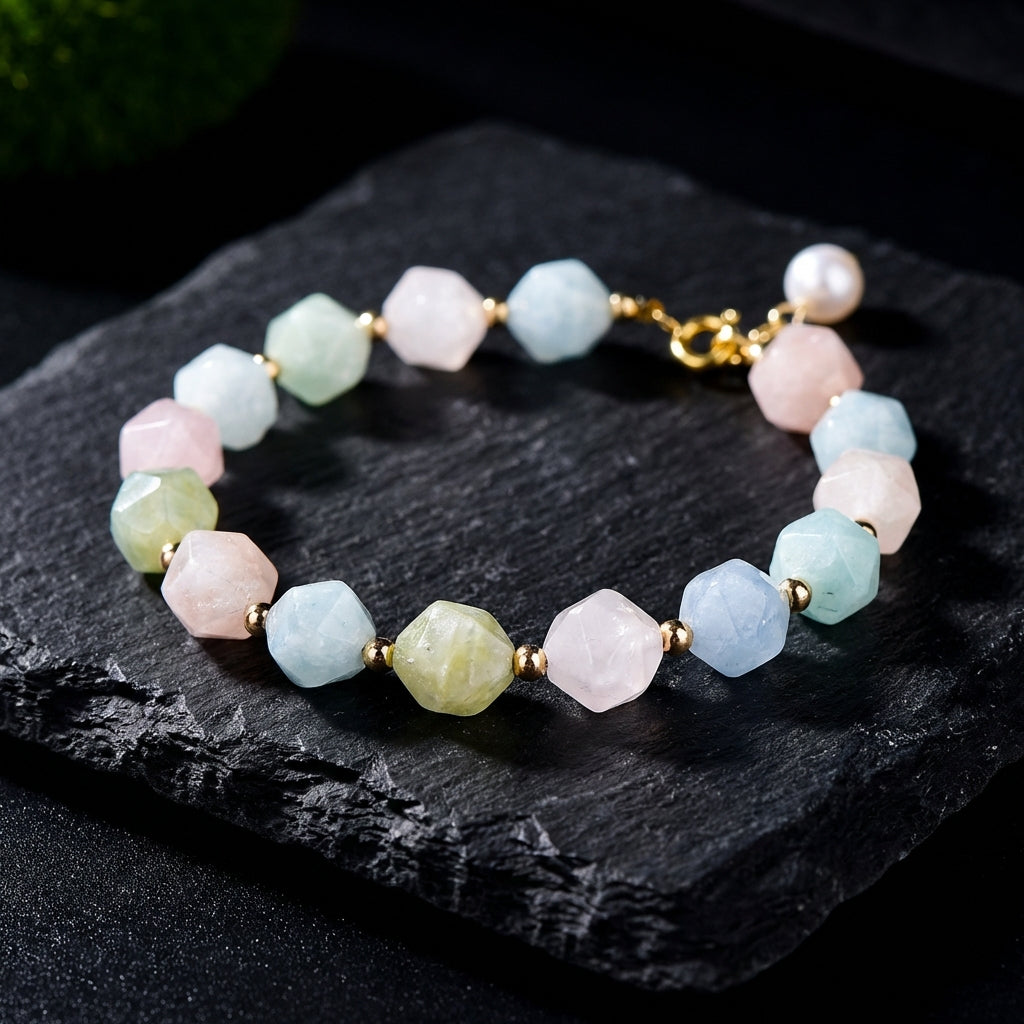 Sacrametal Morganite & Aquamarine Bracelet: A Beaded Healing Crystal