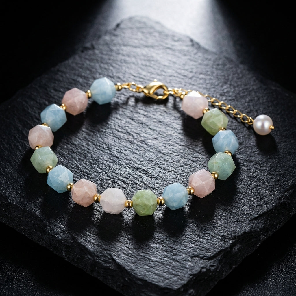 Sacrametal Morganite & Aquamarine Bracelet: A Beaded Healing Crystal