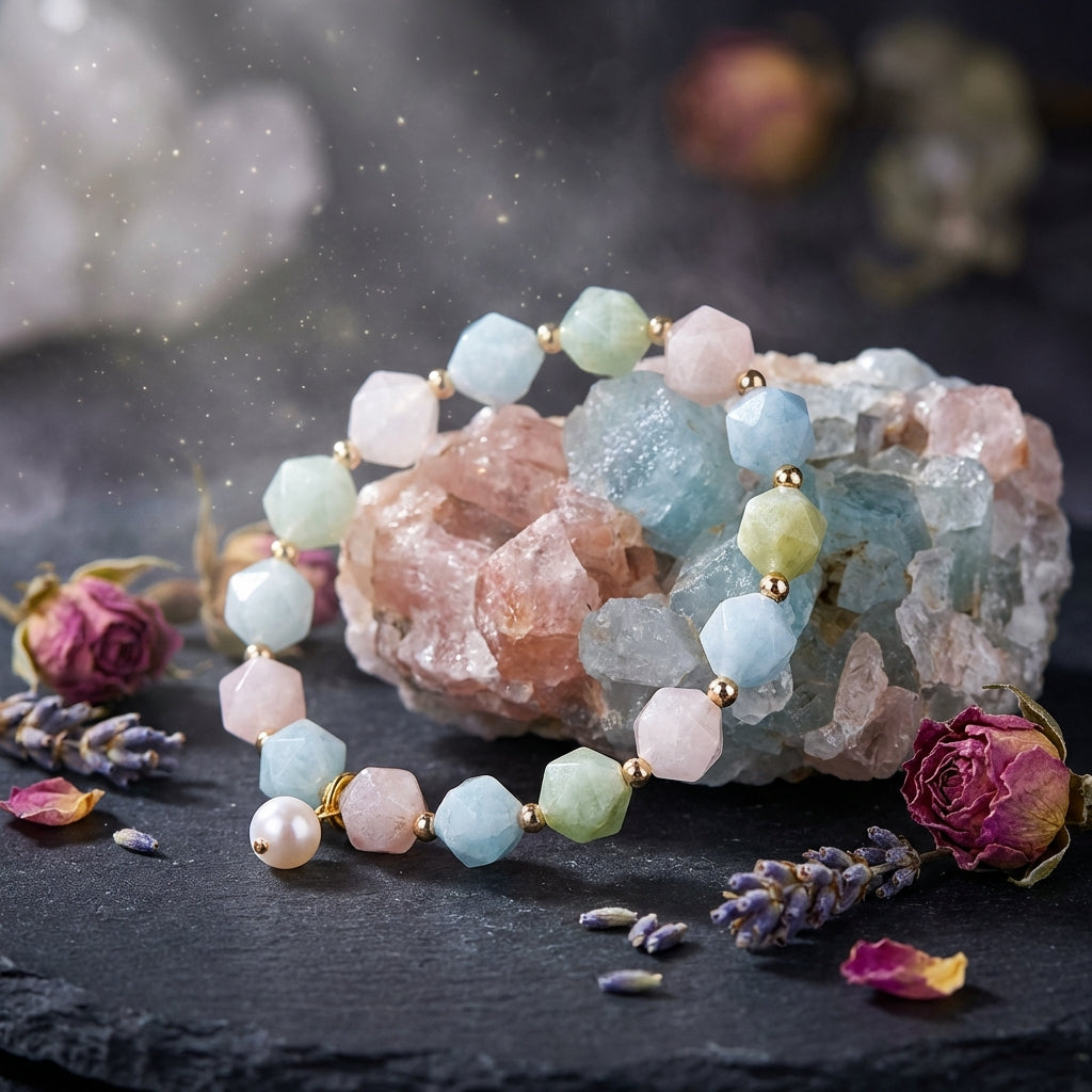 Sacrametal Morganite & Aquamarine Bracelet: A Beaded Healing Crystal