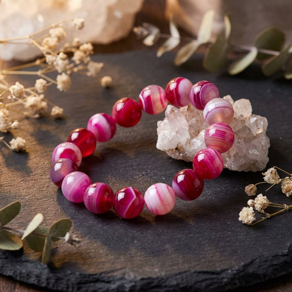 Sacrametal Carnelian Agate Bead Bracelet: Grounding Energy