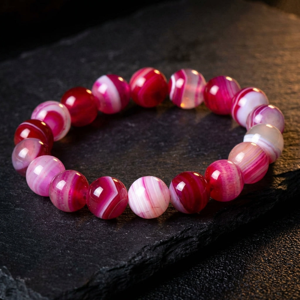 Sacrametal Carnelian Agate Bead Bracelet: Grounding Energy