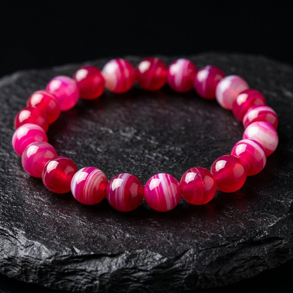 Sacrametal Carnelian Agate Bead Bracelet: Grounding Energy