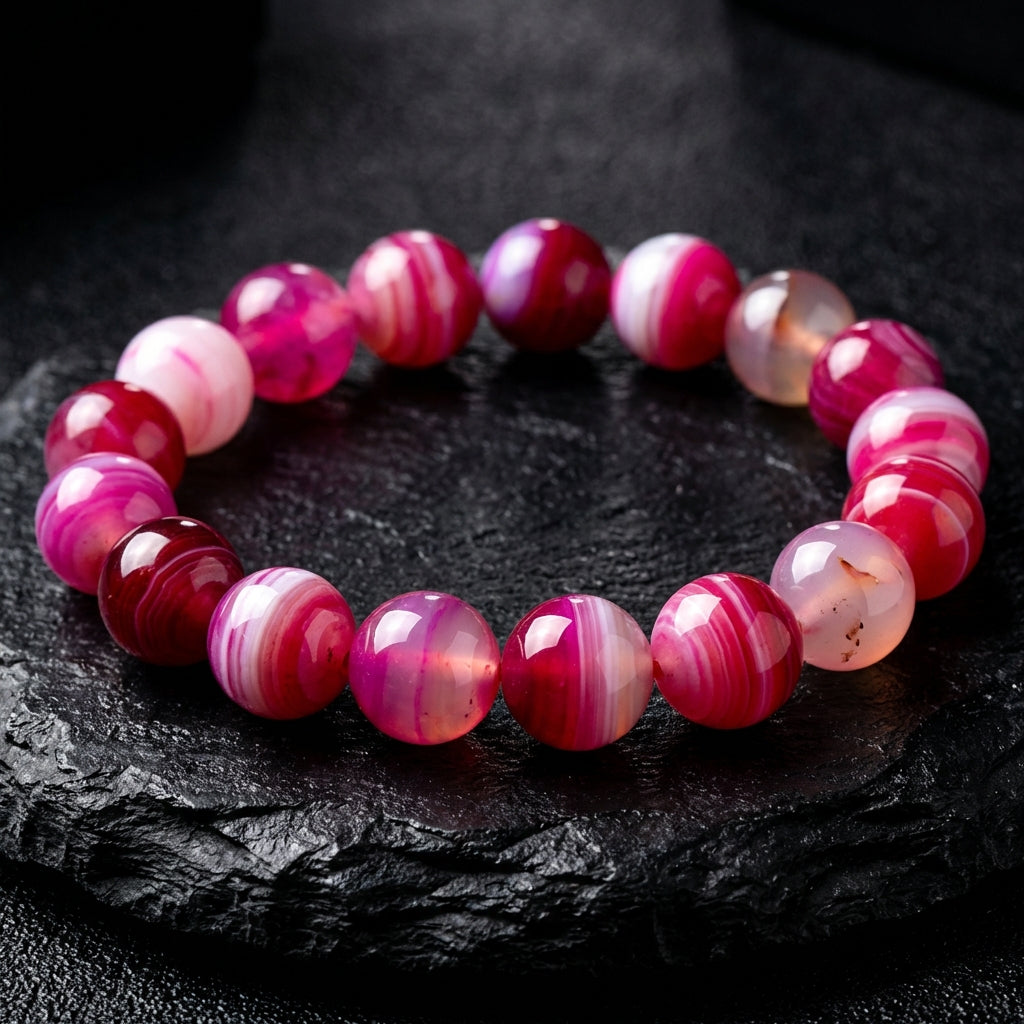 Sacrametal Carnelian Agate Bead Bracelet: Grounding Energy