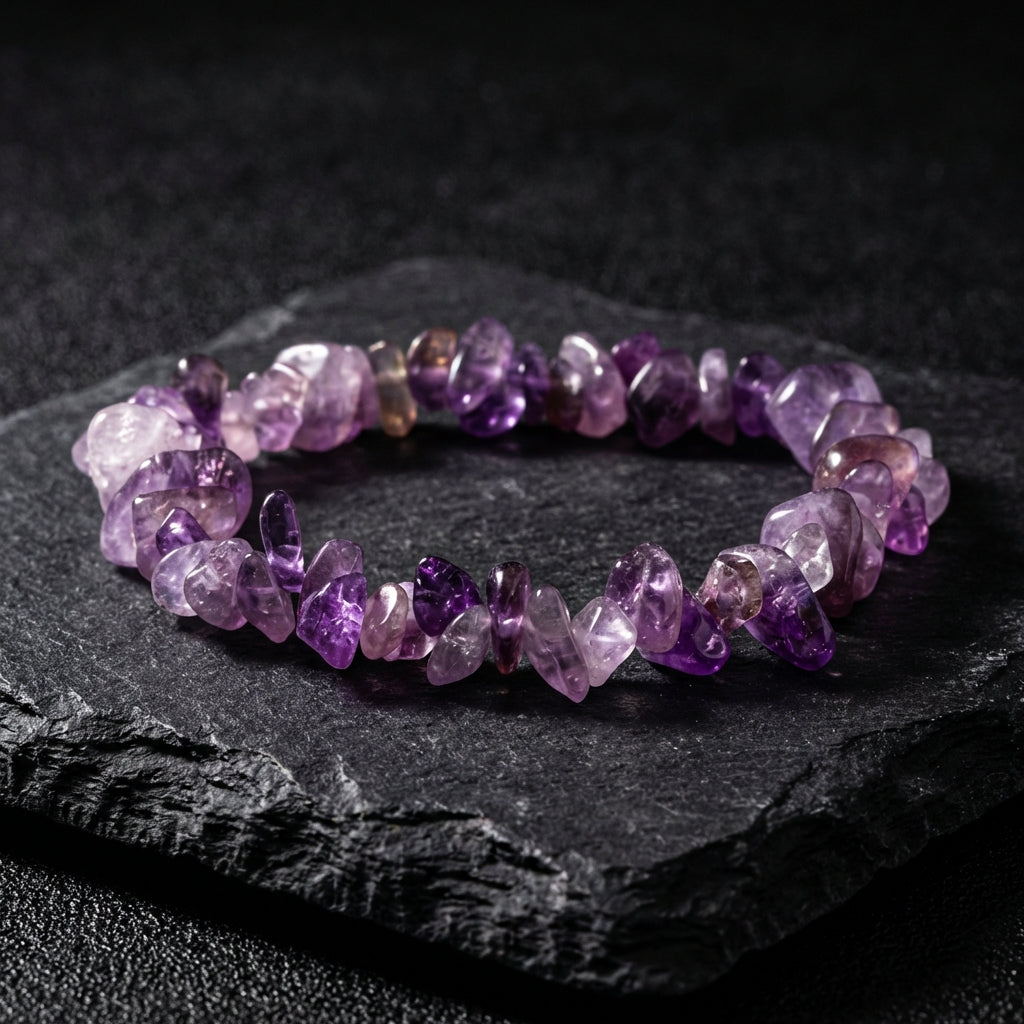 Amethyst Rough Stone Healing Crystal Necklace & Bracelet