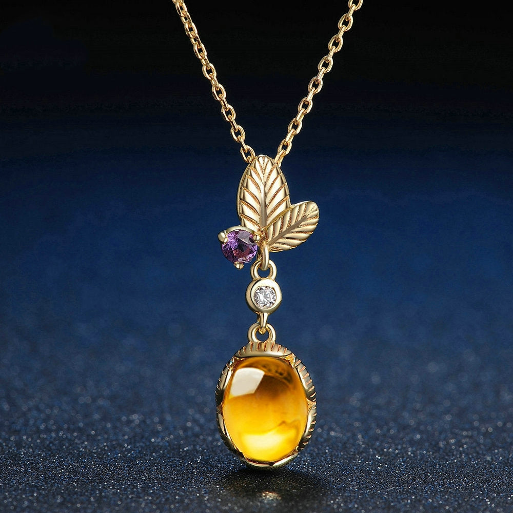 Sacrametal Citrine Leaf Pendant: Abundance Necklace