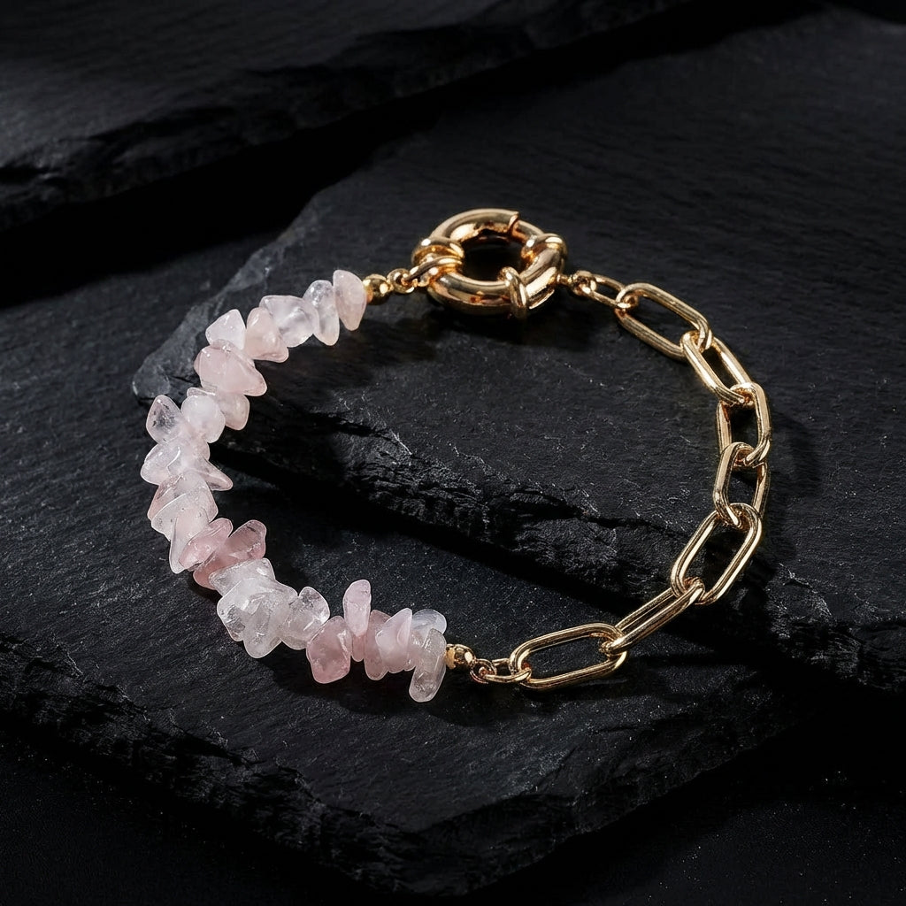 Sacrametal Rose Quartz & Amethyst Healing Crystal Chain Bracelet