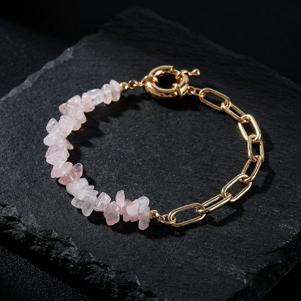 Sacrametal Rose Quartz & Amethyst Healing Crystal Chain Bracelet