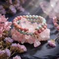 Sacrametal Healing Crystal Bracelet: Rose Quartz, Jasper & Rhodonite Prayer Beads