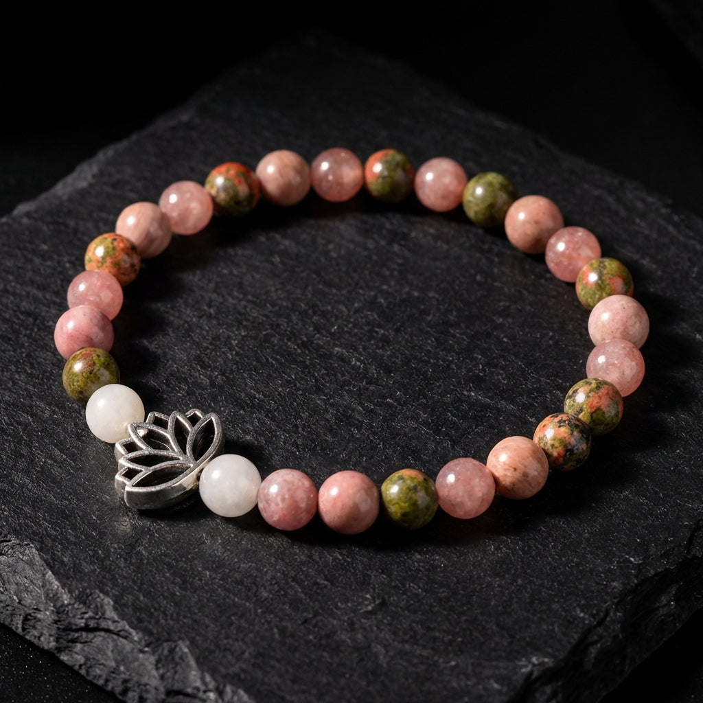 Rhodonite Healing Crystal Bracelet | Grounding & Self Love