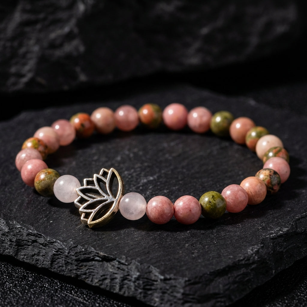 Rhodonite Healing Crystal Bracelet | Grounding & Self Love