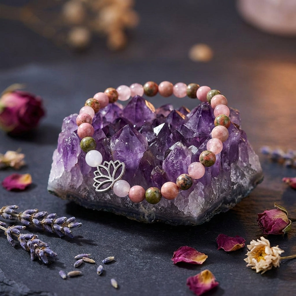 Rhodonite Healing Crystal Bracelet | Grounding & Self Love
