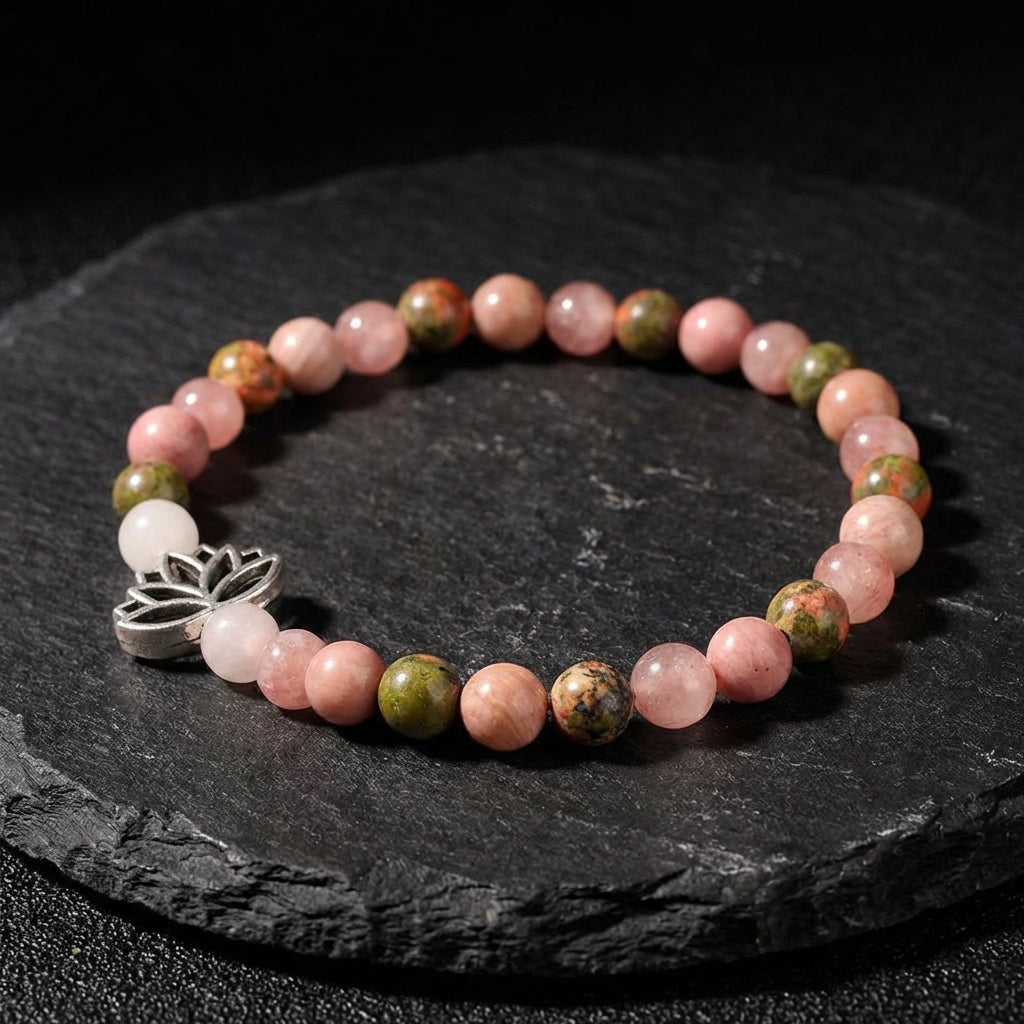 Rhodonite Healing Crystal Bracelet | Grounding & Self Love