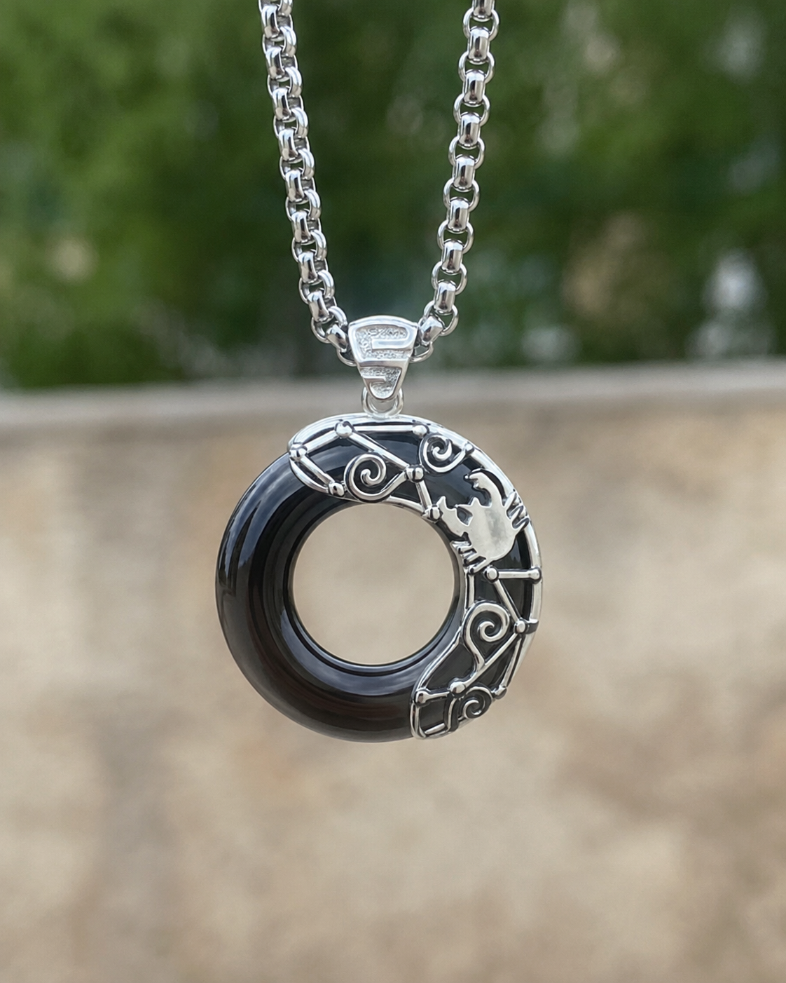 Obsidian Zodiac Sign Pendant Necklace