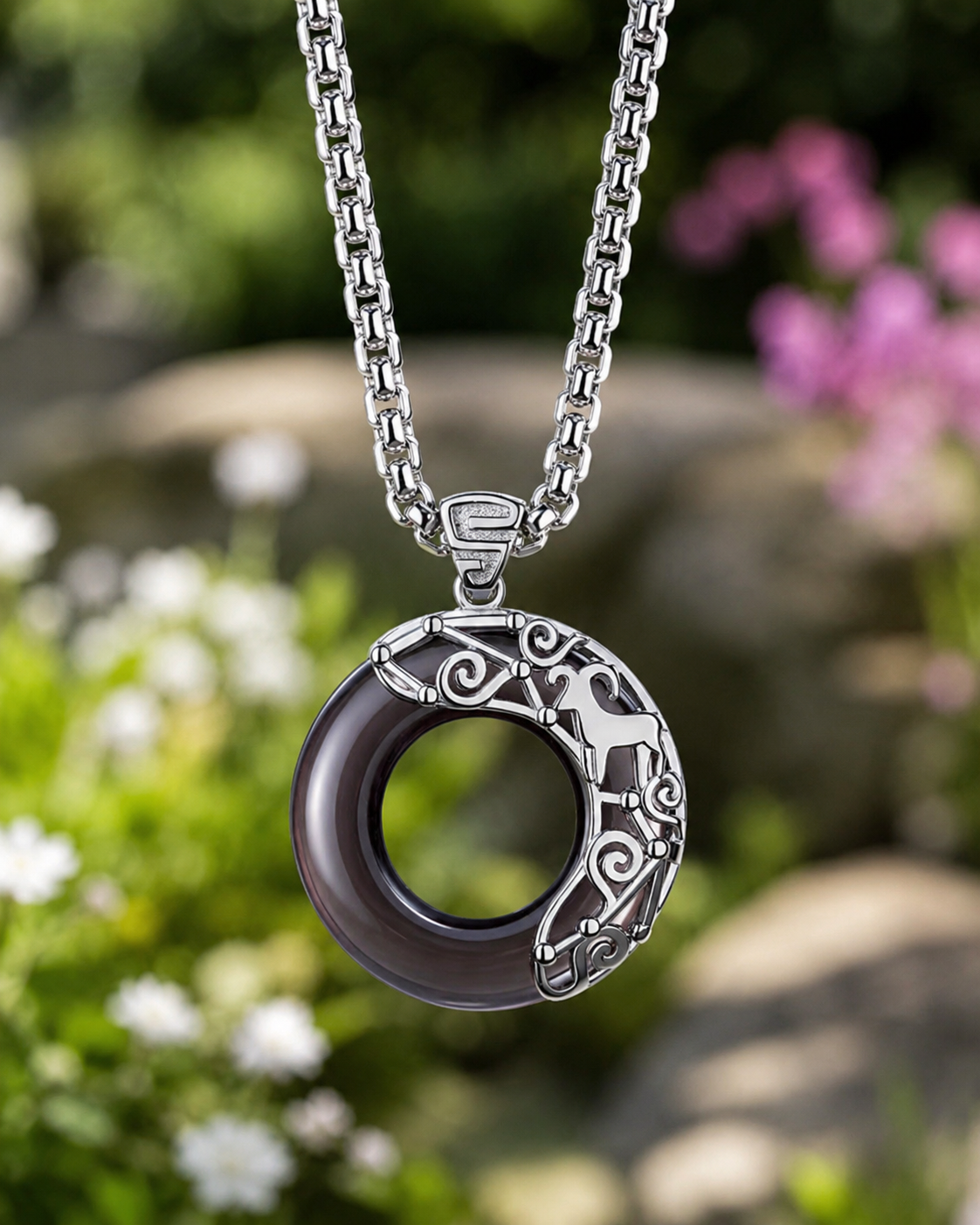 Obsidian Zodiac Sign Pendant Necklace