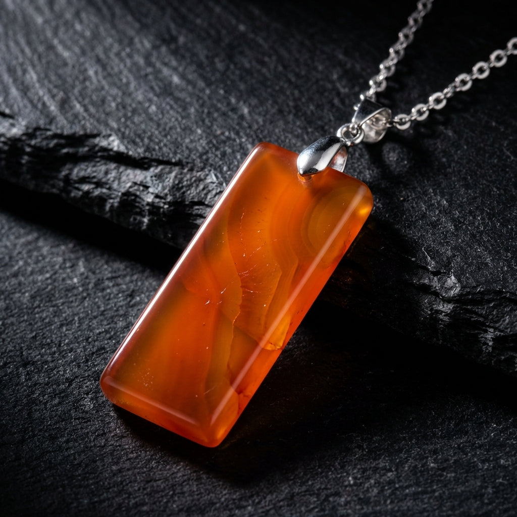 Simple Natural Stone Amethyst Rectangle Pendant Necklace