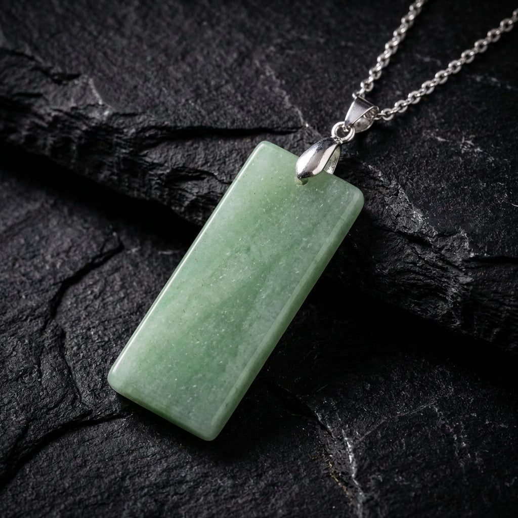 Simple Natural Stone Amethyst Rectangle Pendant Necklace