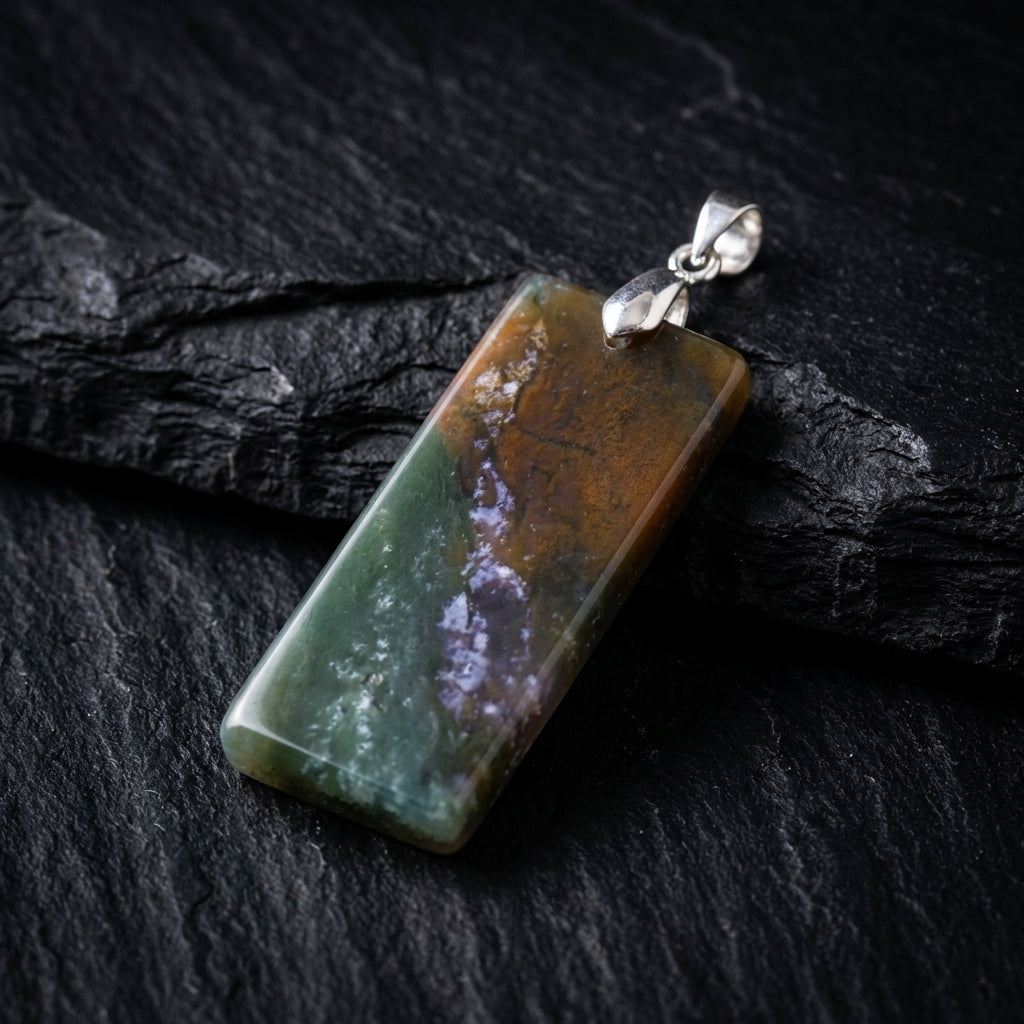 Simple Natural Stone Amethyst Rectangle Pendant Necklace