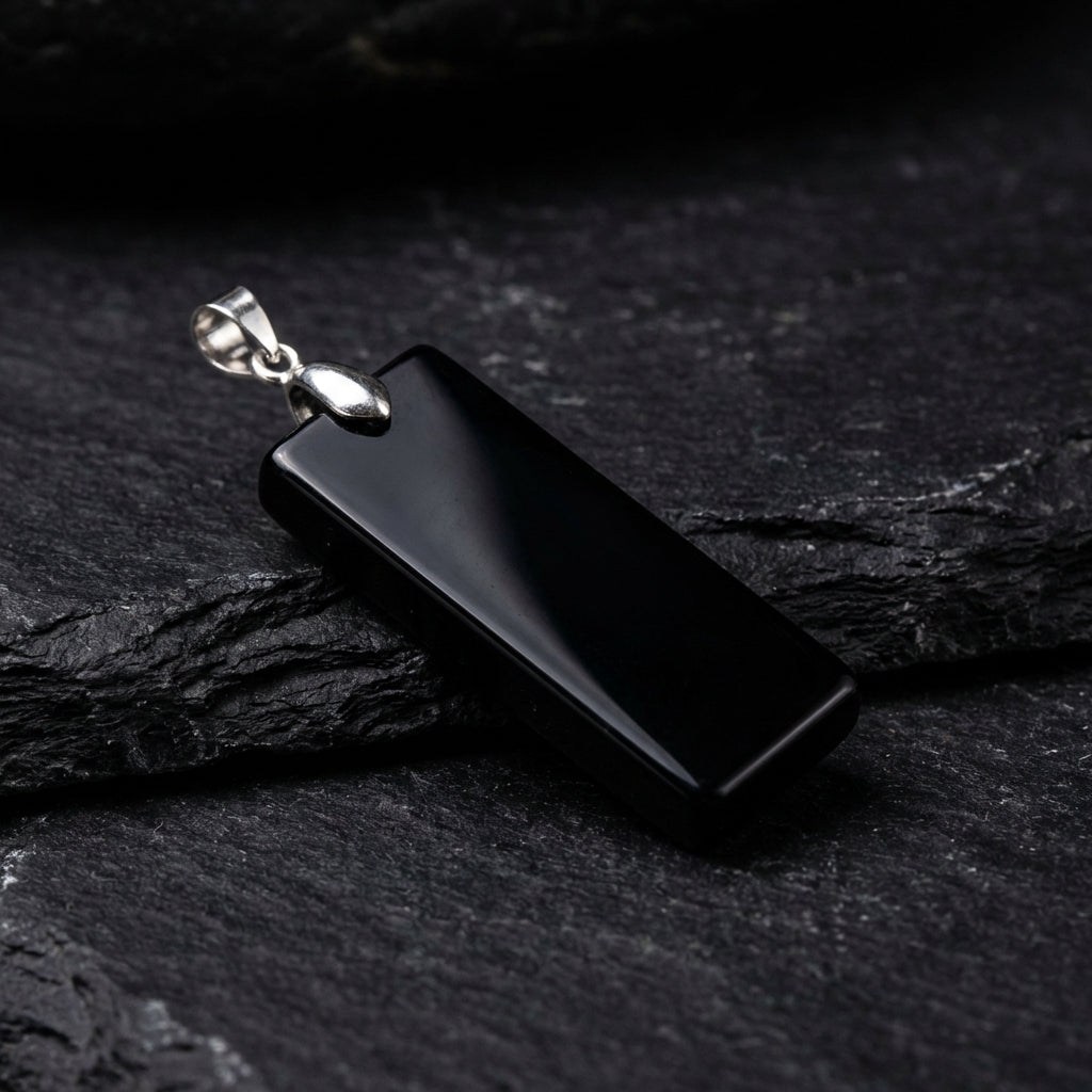 Simple Natural Stone Amethyst Rectangle Pendant Necklace