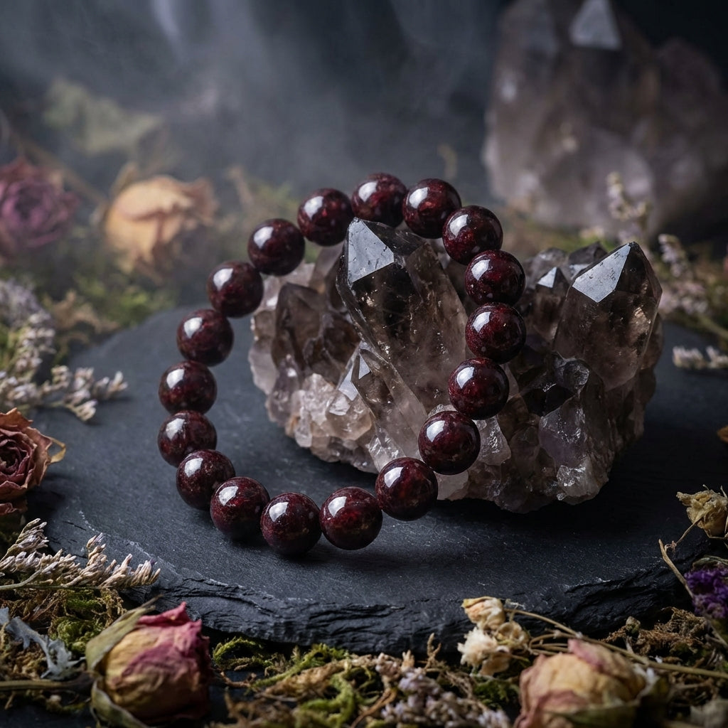 Garnet Healing Crystal Bracelet: Intention Set in Artisan-Handled Fragments