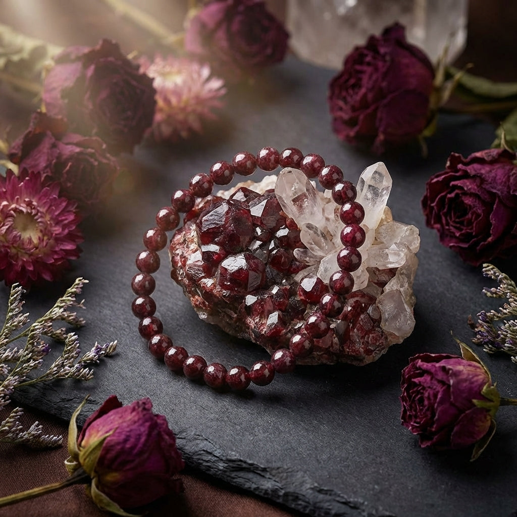 Garnet Healing Crystal Bracelet: Intention Set in Artisan-Handled Fragments