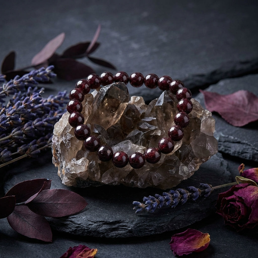 Garnet Healing Crystal Bracelet: Intention Set in Artisan-Handled Fragments