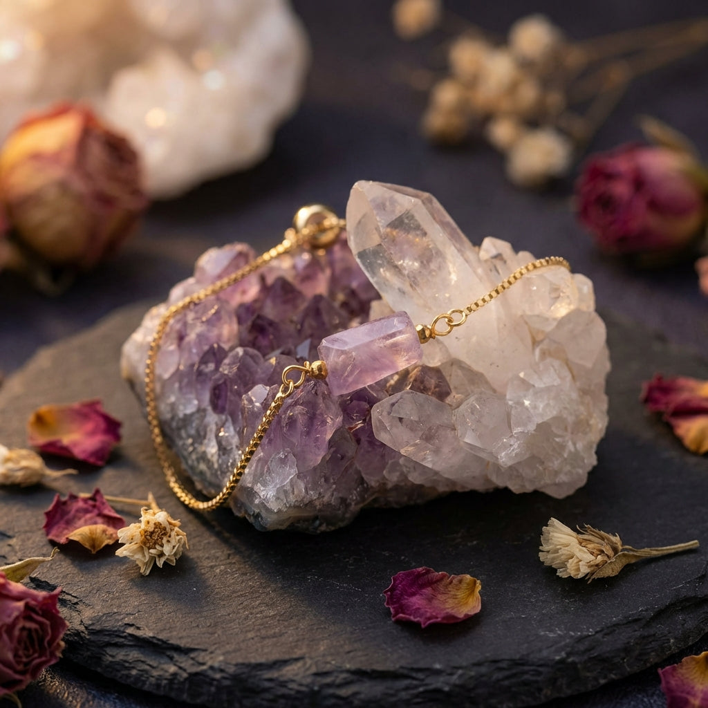 Sacrametal Healing Crystal Bracelet : Minimalist Intention Jewelry