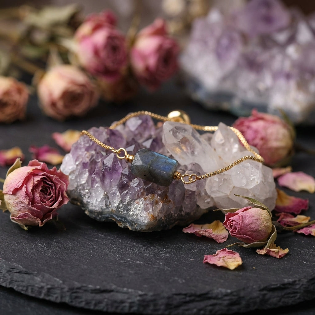 Sacrametal Healing Crystal Bracelet : Minimalist Intention Jewelry