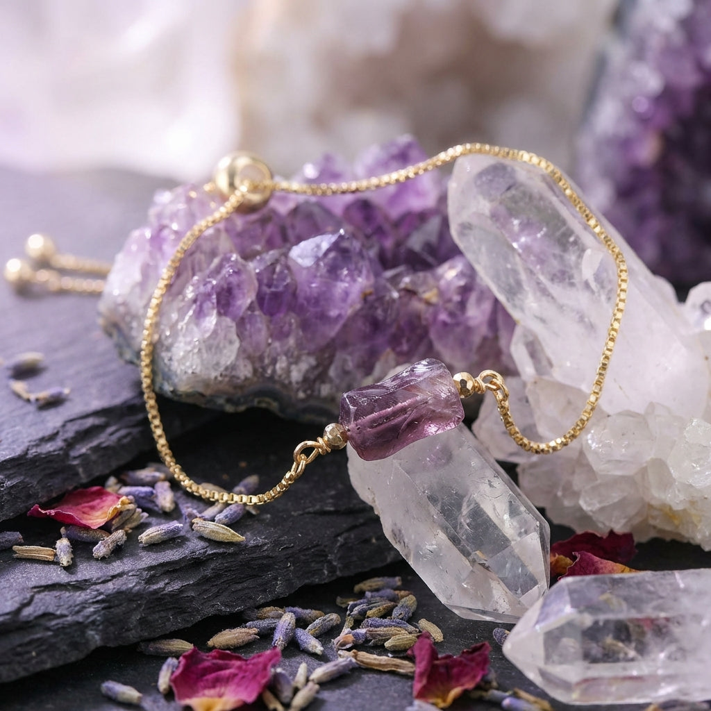 Sacrametal Healing Crystal Bracelet : Minimalist Intention Jewelry