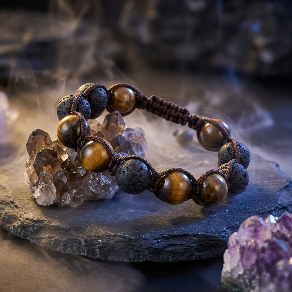 Volcanic & Tiger's Eye Bracelet: Strength & Grounding