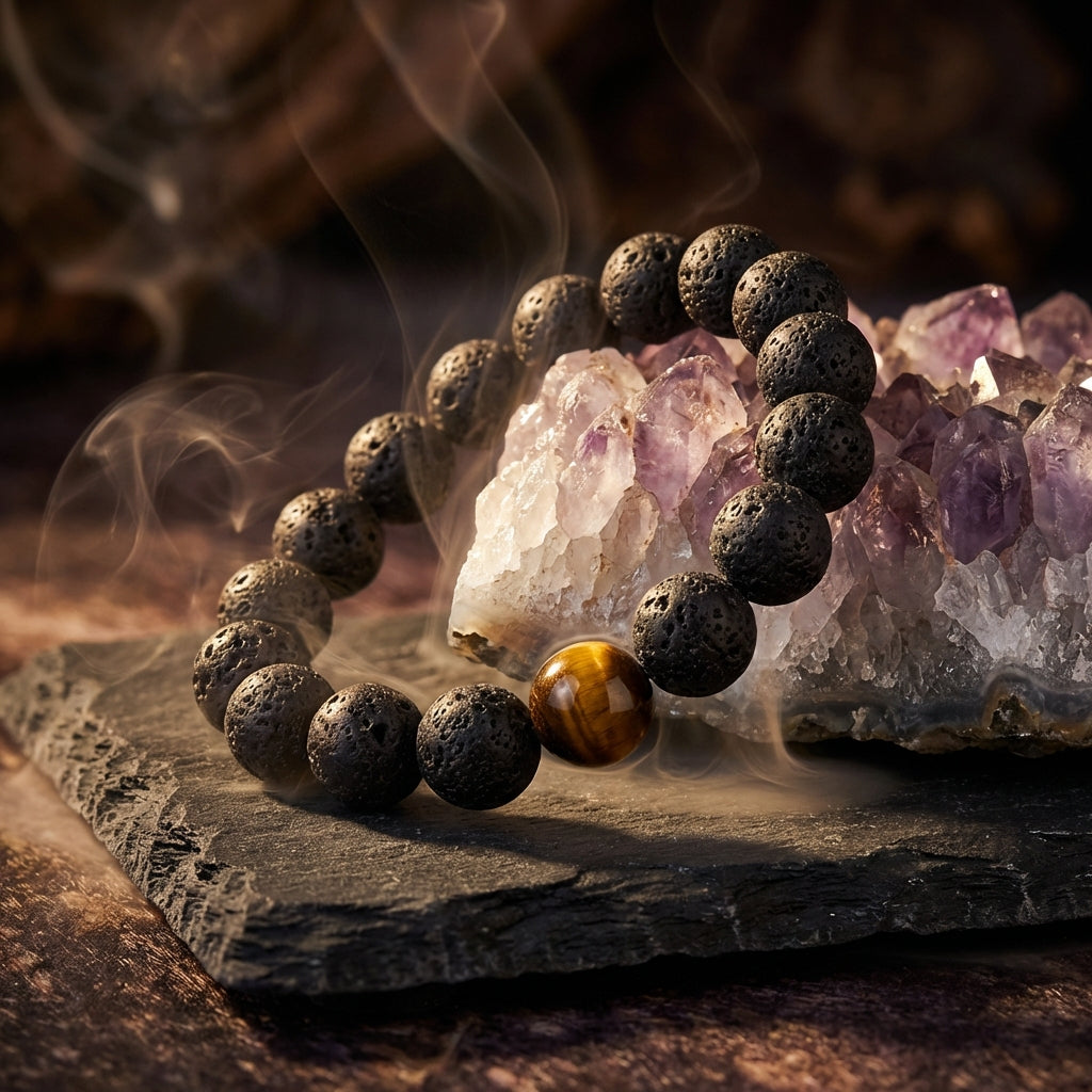 Volcanic & Tiger's Eye Bracelet: Strength & Grounding