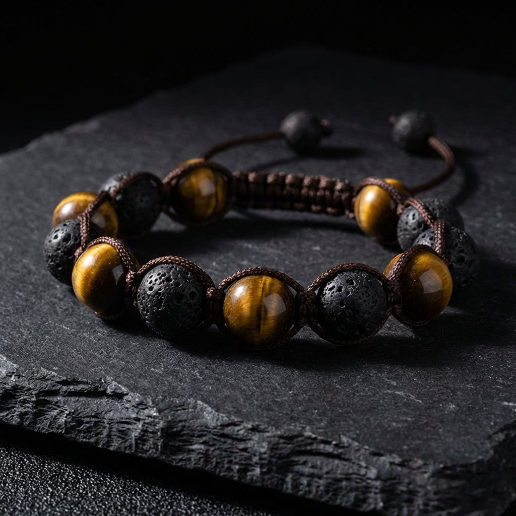 Volcanic & Tiger's Eye Bracelet: Strength & Grounding