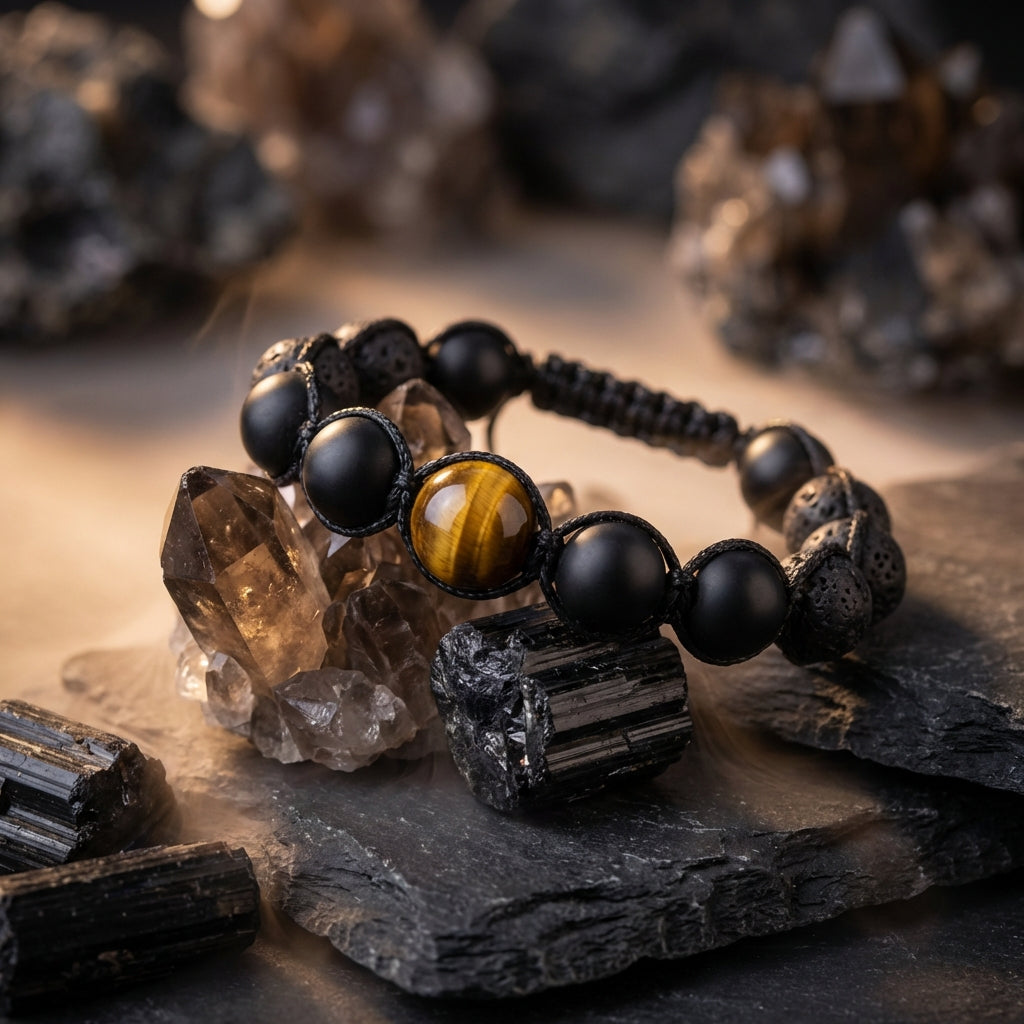 Volcanic & Tiger's Eye Bracelet: Strength & Grounding