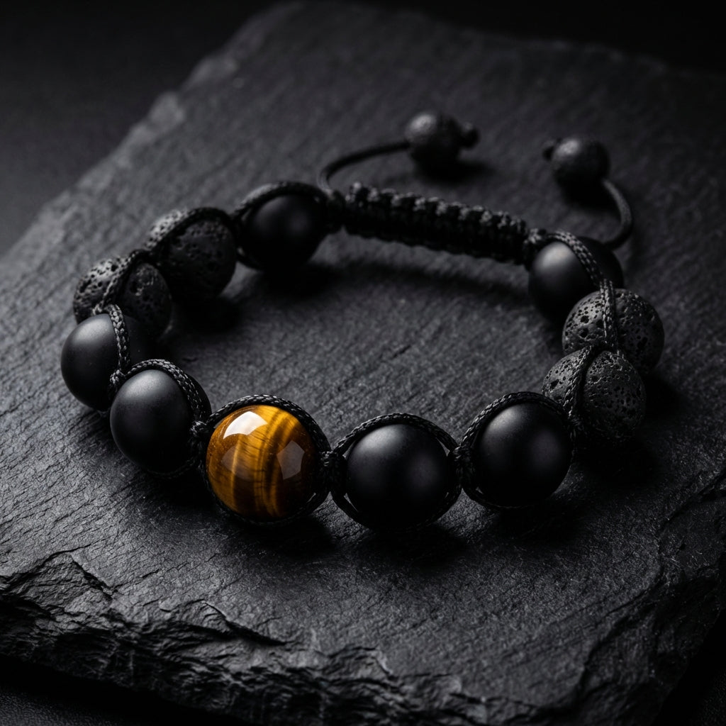 Volcanic & Tiger's Eye Bracelet: Strength & Grounding