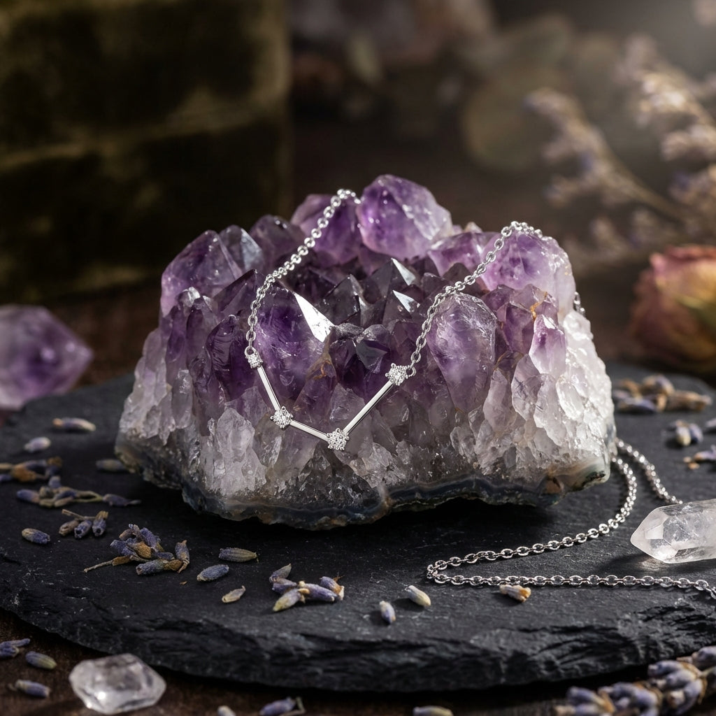 Sacrametal Zodiac Artifact: Steel & Crystal Constellation Necklace