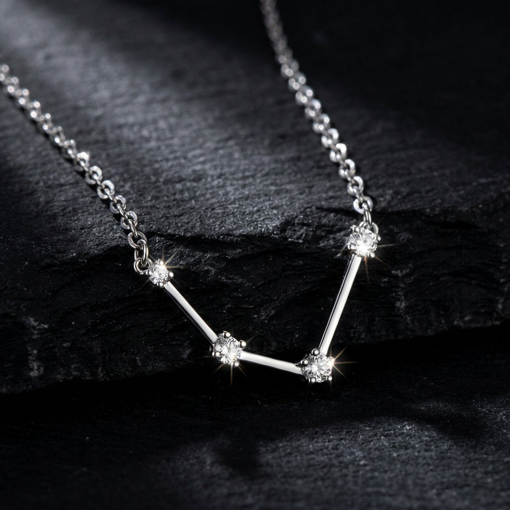 Sacrametal Zodiac Artifact: Steel & Crystal Constellation Necklace