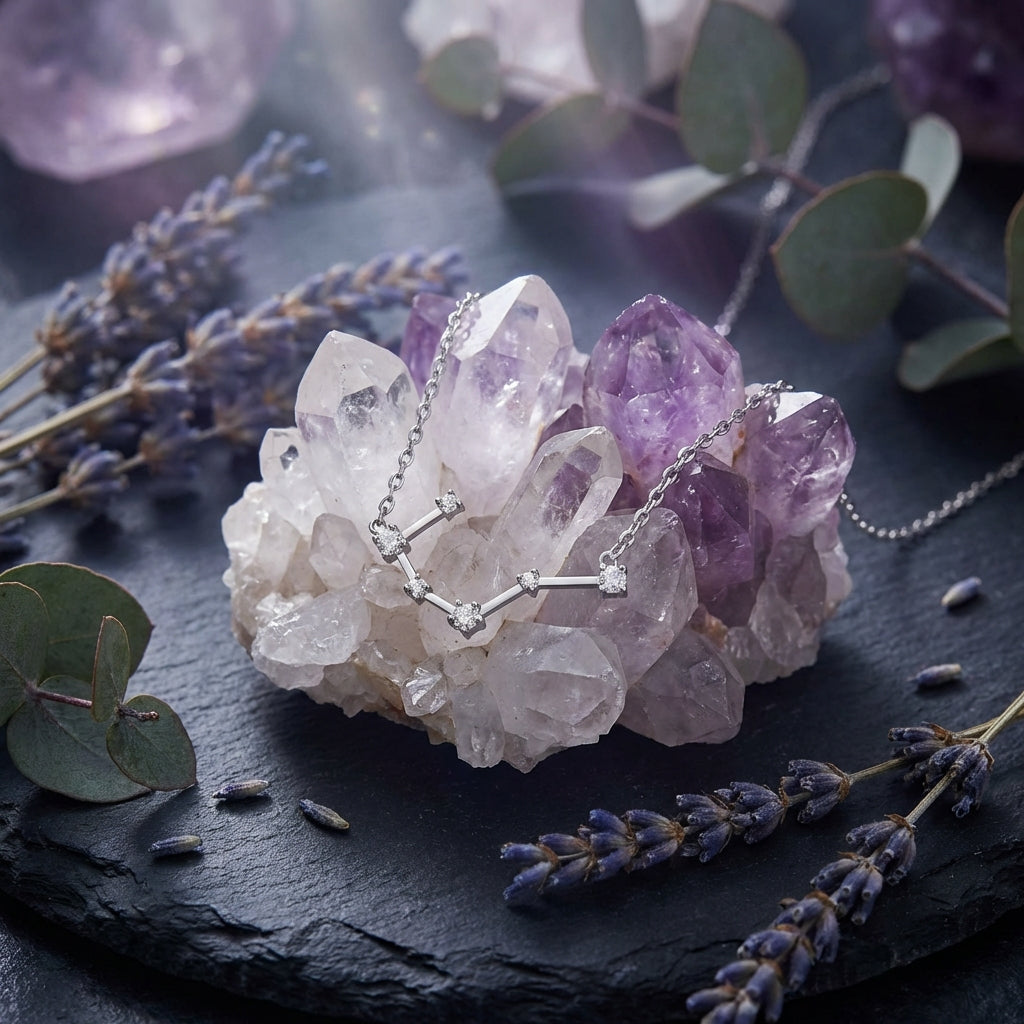 Sacrametal Zodiac Artifact: Steel & Crystal Constellation Necklace