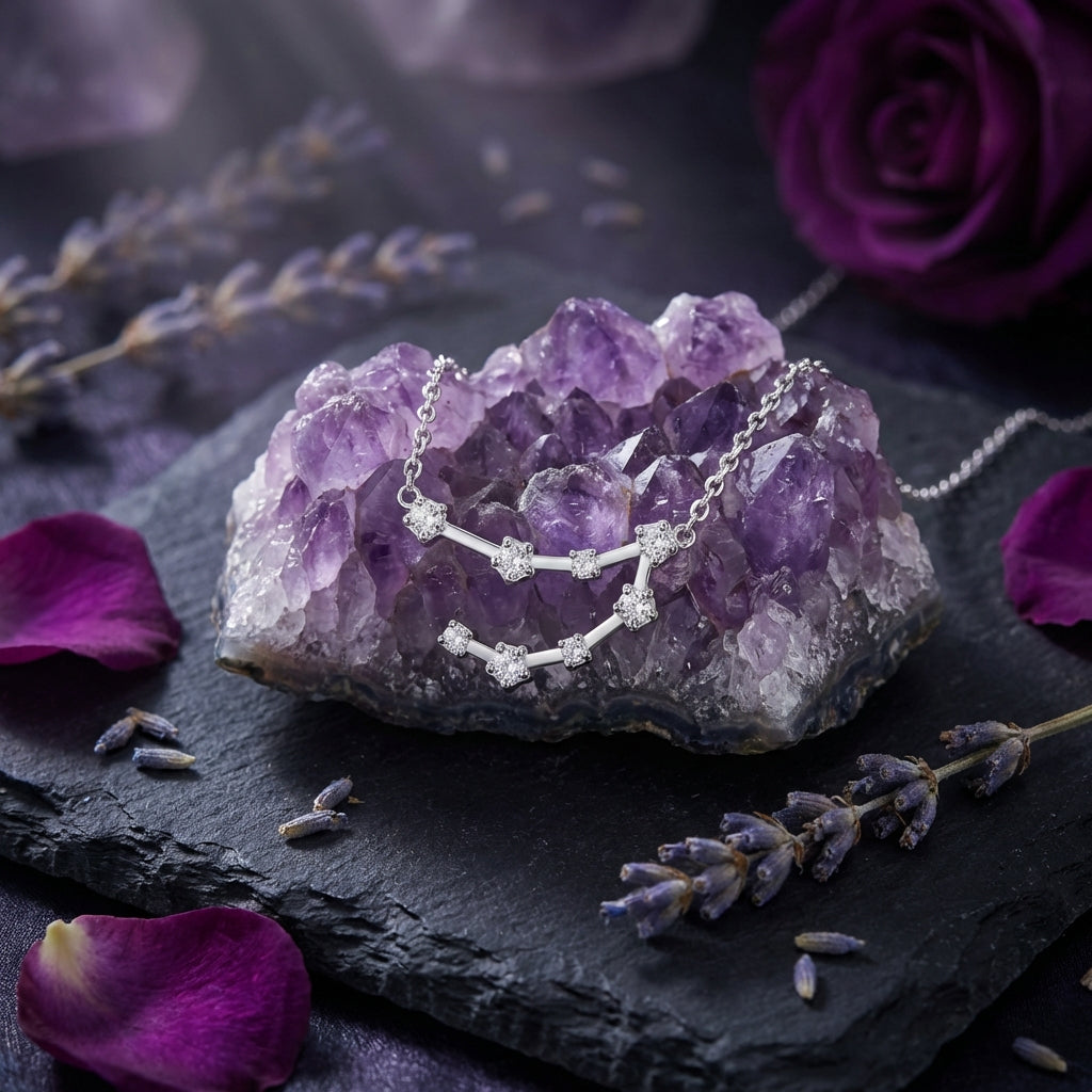 Sacrametal Zodiac Artifact: Steel & Crystal Constellation Necklace