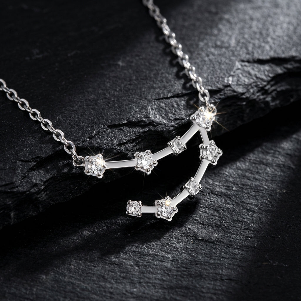 Sacrametal Zodiac Artifact: Steel & Crystal Constellation Necklace
